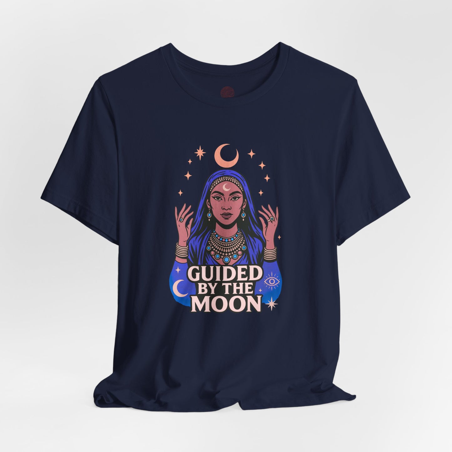 Guided by the Moon T Shirt, Mystical Celestial Graphic Tee, Spiritual Astrology Unisex Top, Moon Phase Witchy Gift for Moon Lovers - Unisex