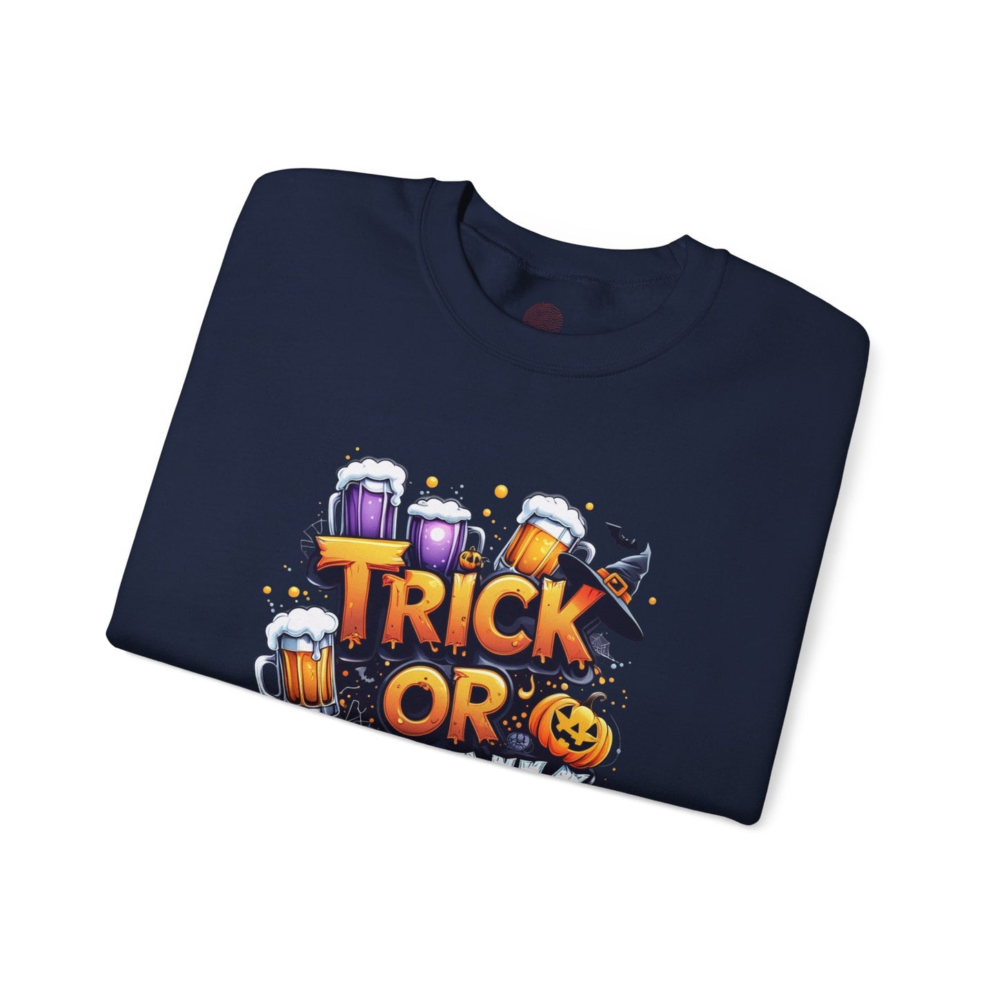 "Trick or Drink Halloween Sweatshirt – Unisex Cozy Crewneck, Spooky Season Fall Outfit, Funny Party Gift"