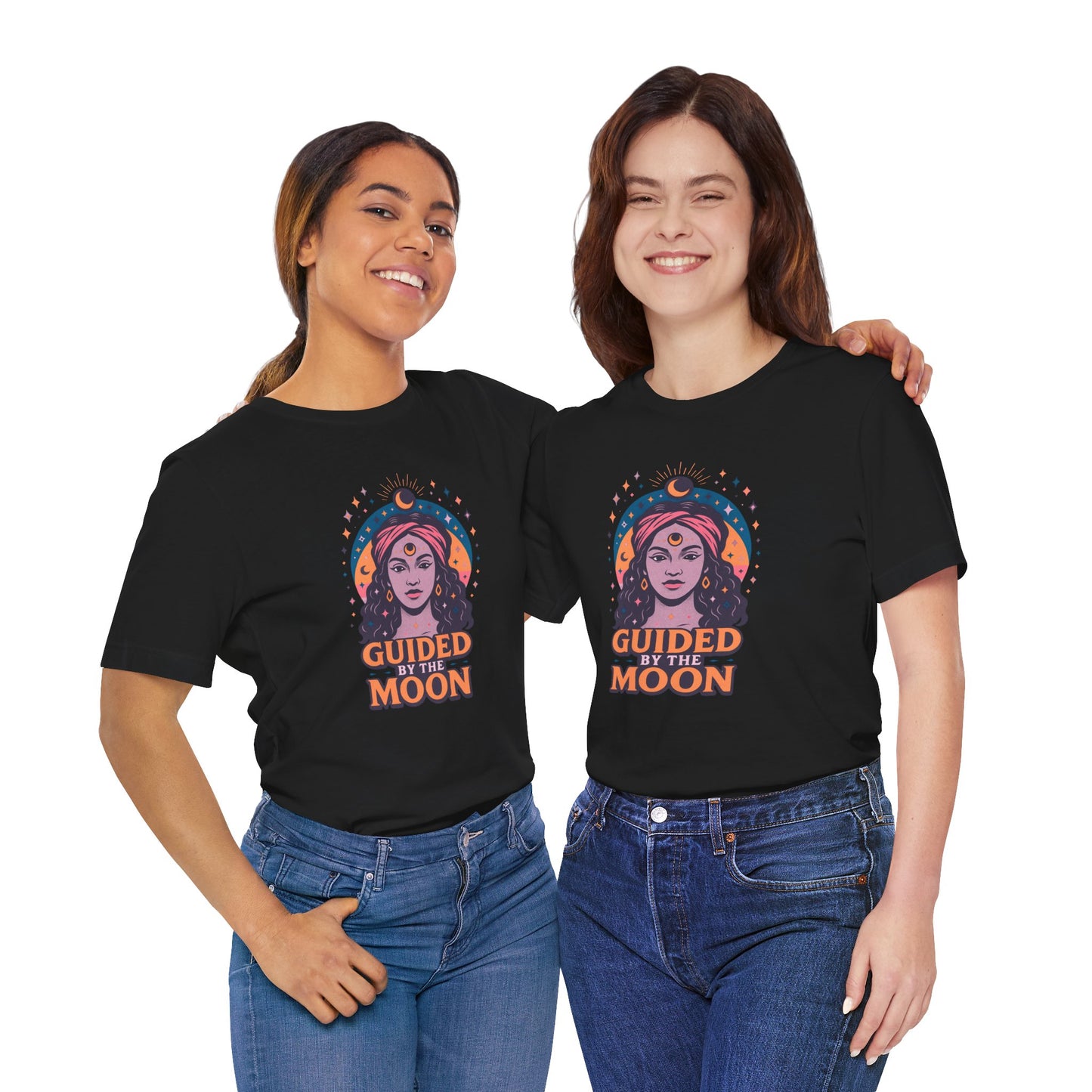 Moon Phase T-Shirt, Celestial Astrology Tee, Spiritual Unisex Top, Witchy Moon Lover Gift, Guided by the Moon Shirt, Mystical Graphic Tee
