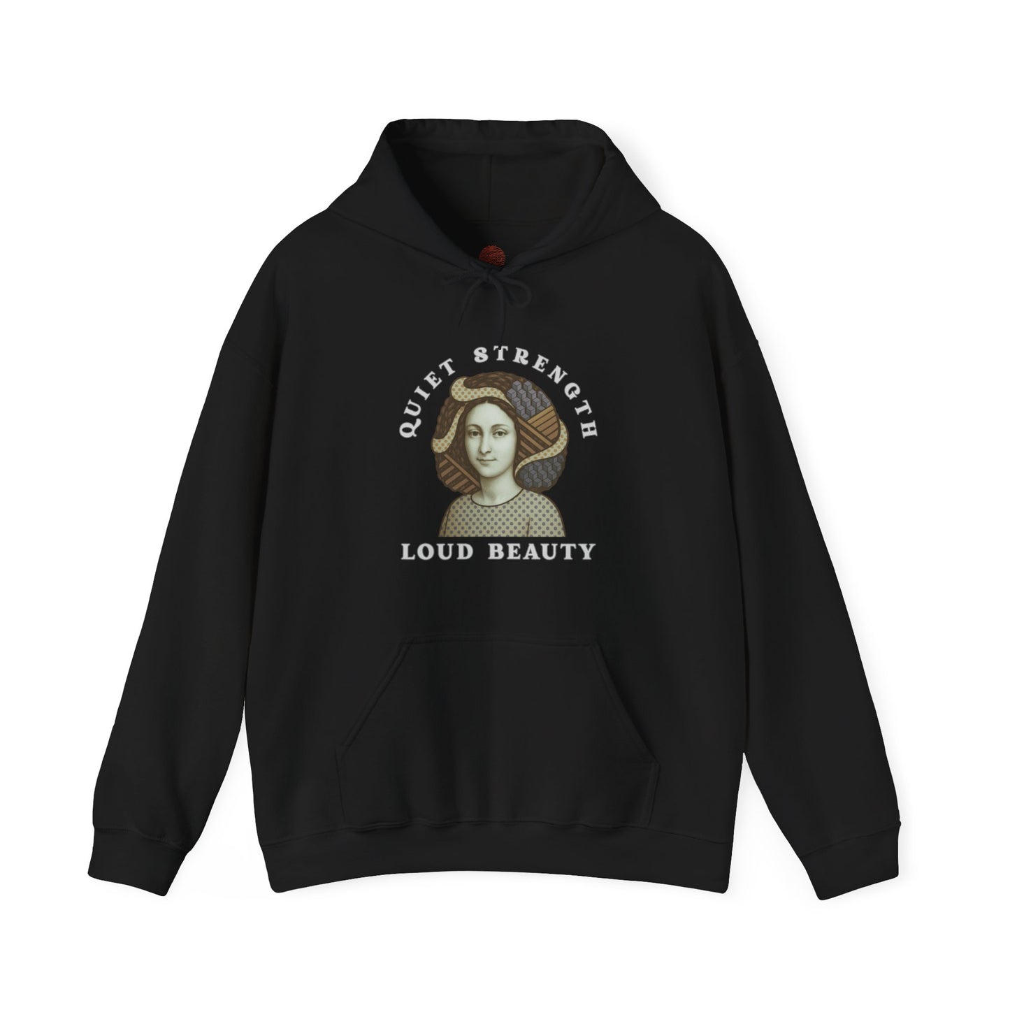 Quiet Strength Loud Beauty Unisex Hoodie, Gildan 18500 Sweatshirt, Feminist Empowerment Pullover, Retro Art Style Hooded Jumper, Graphic