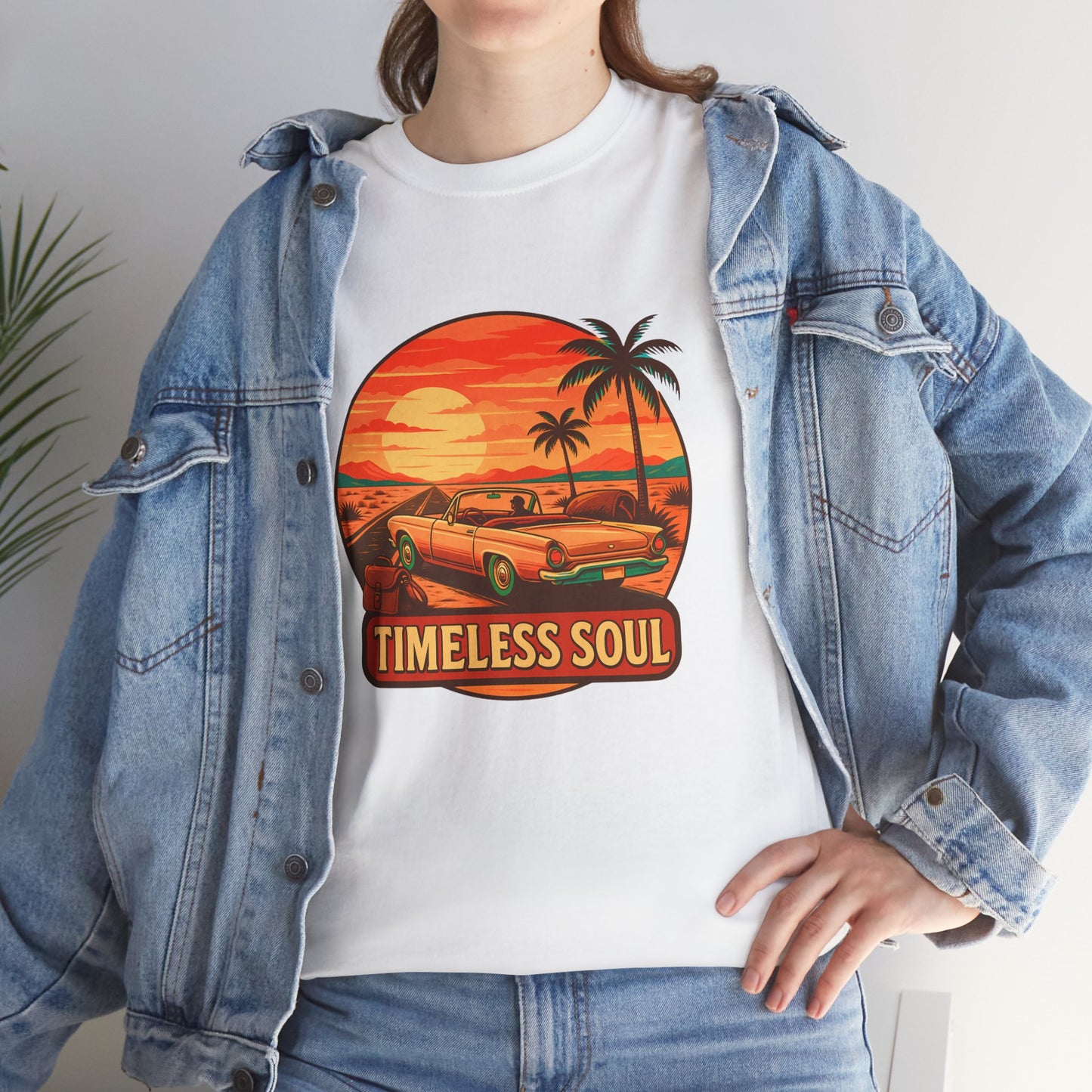 Timeless Soul Road Trip T-Shirt, Retro Sunset Unisex Tee, Vintage Palm Tree Graphic Shirt