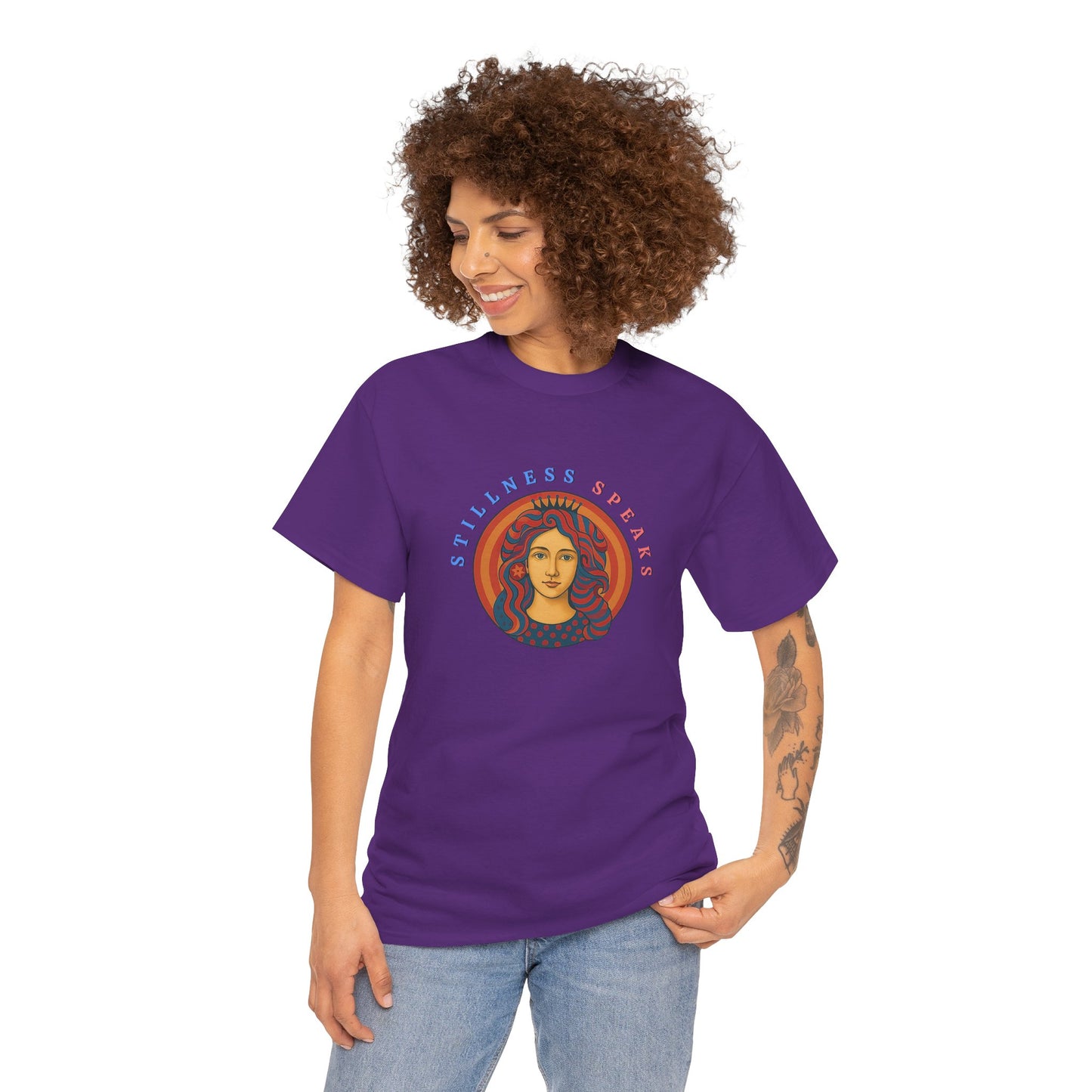Stillness Speaks T-Shirt, Psychedelic Retro Graphic Tee, Spiritual Mystic Woman Shirt, 70s Boho Aesthetic Top, Inner Peace Gift, Unisex