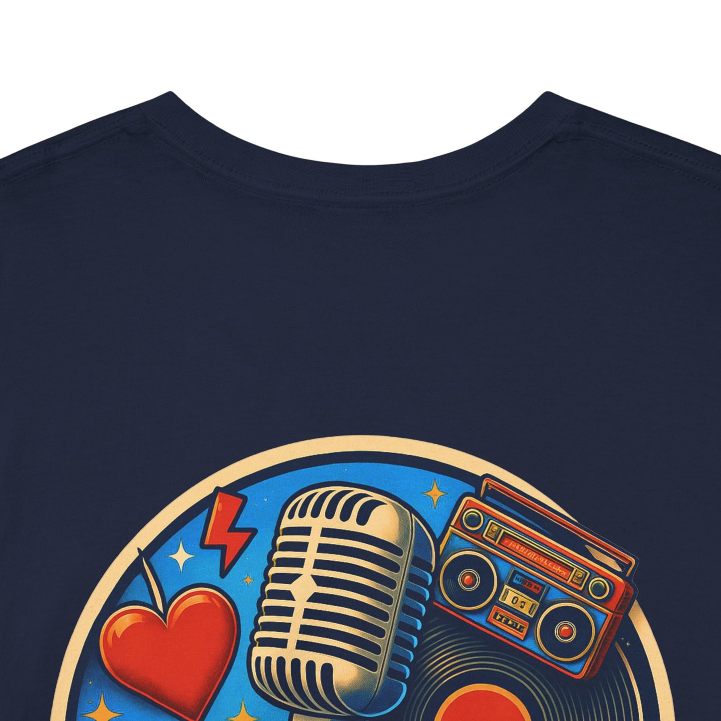 Vintage Retro Music T-Shirt, Rock & Roll Band Shirt, Boombox Guitar Tee, Unisex Heavy Cotton Tee