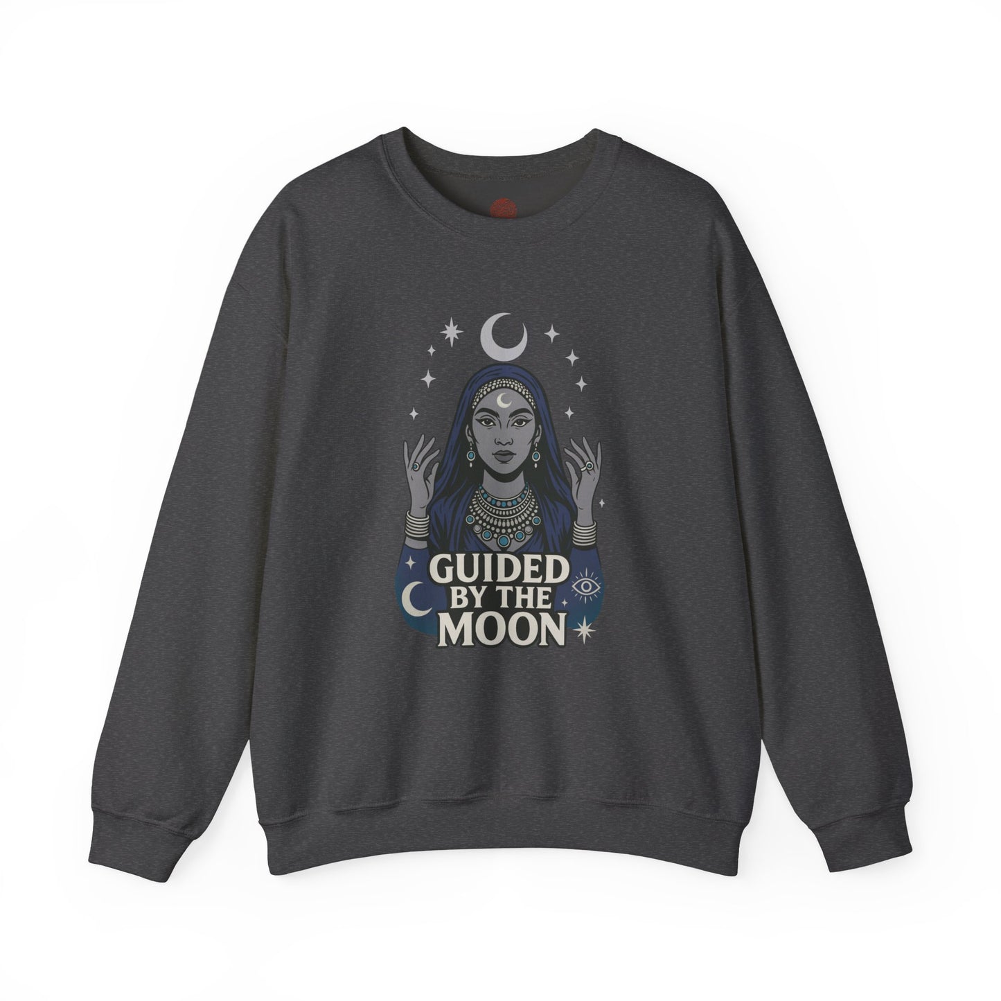 Guided by the Moon Sweatshirt, Mystical Celestial Graphic Pullover, Spiritual Astrology Unisex Cozy Top, Moon Phase Witchy Gift, Moon Lover
